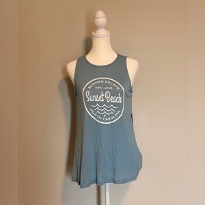 Lagaci Blue Tank Top with White Print